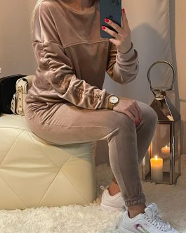 DRES WELUROWY BEIGE VELSATINO