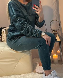 DRES WELUROWY BUTELKOWA ZIELEŃ VELSATINO