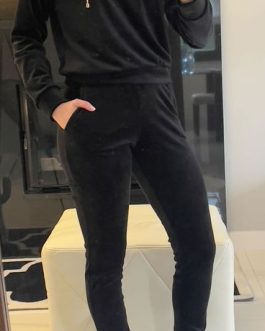 DRES WELUROWY CZARNY MONACO