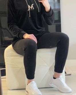 DRES WELUROWY CZARNY MONACO