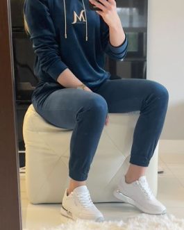 DRES WELUROWY NIEBIESKI MONACO