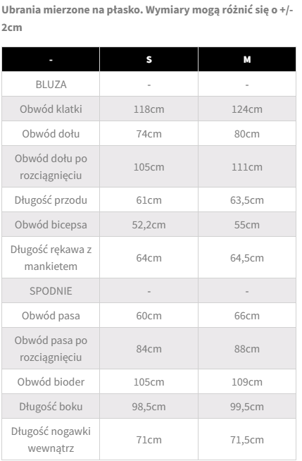 rozmiary bg bez kaptura